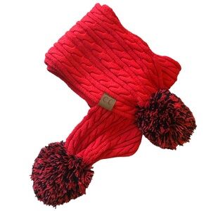 CC - Red and Black Pom Scarf